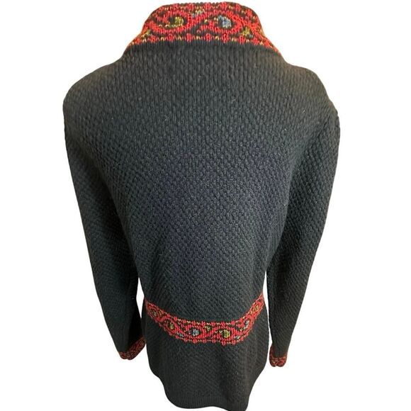 VINTAGE 100% Shetland Wool Hand Embroidered Icelandic Cardigan Women’s SZ Large - Picture 13 of 13